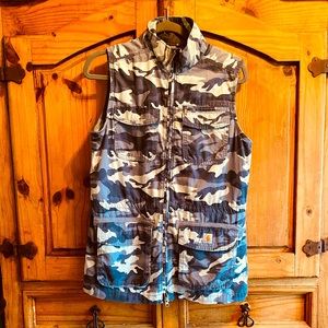 Carhartt El Paso Utility Vest in Grey Blue Camouflage Relaxed Fit work vest